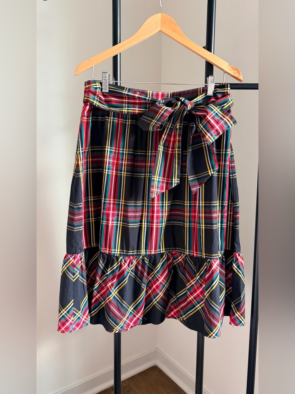 J. Crew Big-Bow Ruffle Skirt in Stewart Tartan Size 8